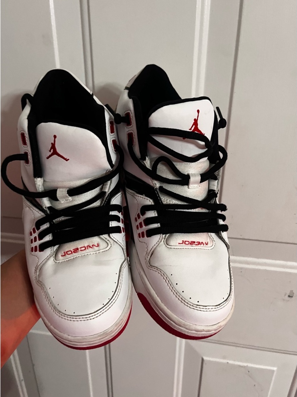 Jordan Kids' White and Red High-Top Sneakers